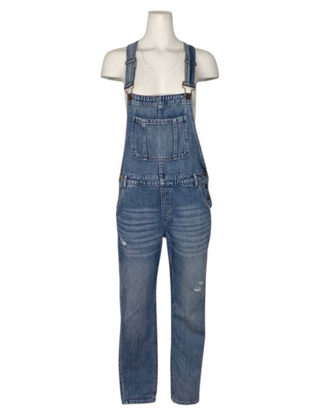 Pistola Bailey Denim Overall XS Blue Straight Leg Distressed - Picture 7 of 16